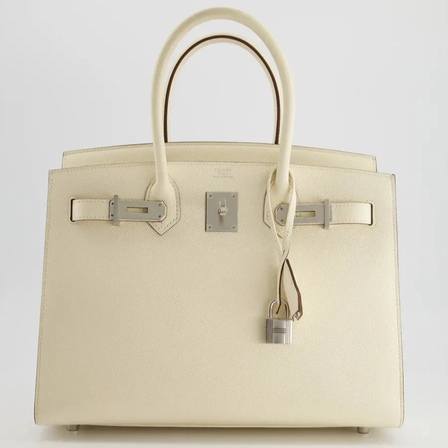 Hermes Birkin 30 Sellier Bag in Nata Epsom Leather With Palladium Hardware