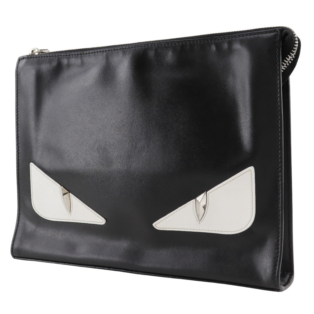 FENDI Clutch bag Calfskin black Bugs monster mens(Unisex)