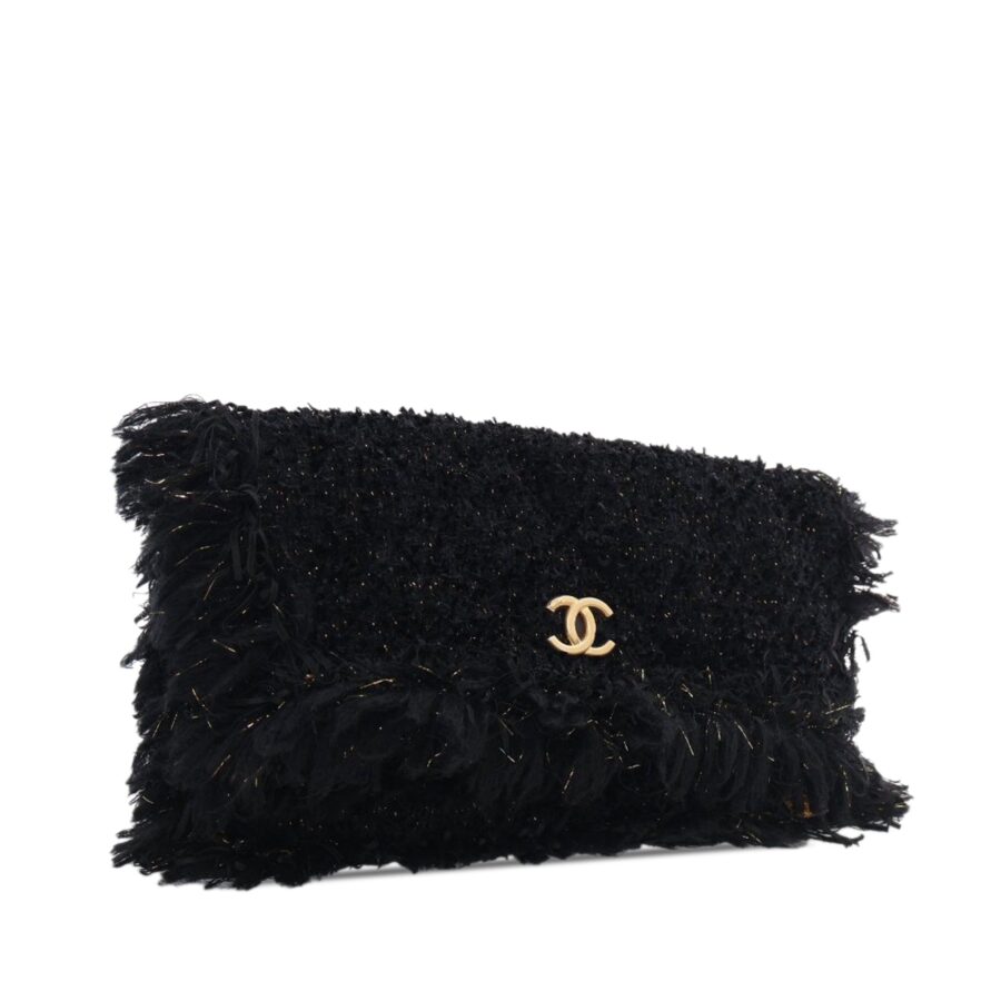 Black Chanel Tweed Fringe Paris Cosmopolite Clutch | Studio Nafay