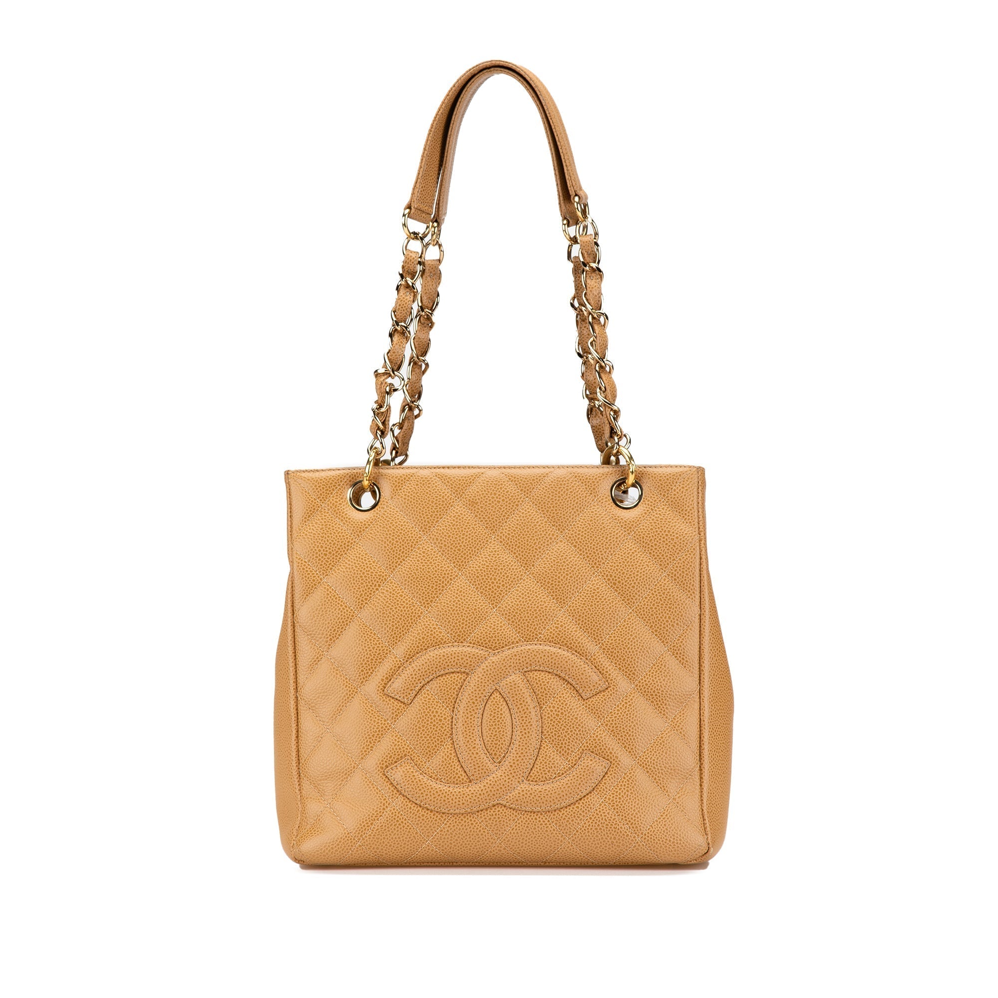 Tan Chanel Caviar Petite Shopping Tote