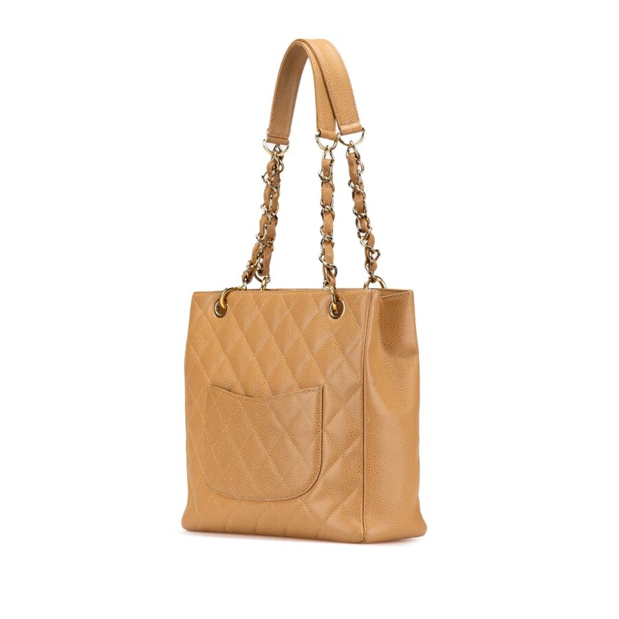 Tan Chanel Caviar Petite Shopping Tote | Studio Nafay