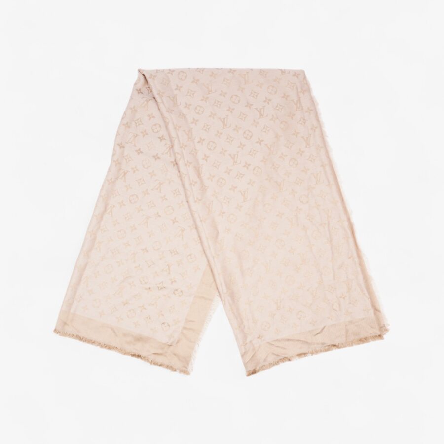 Louis Vuitton Monogram Shawl Beige Silk 139cm x 139cm | Studio Nafay