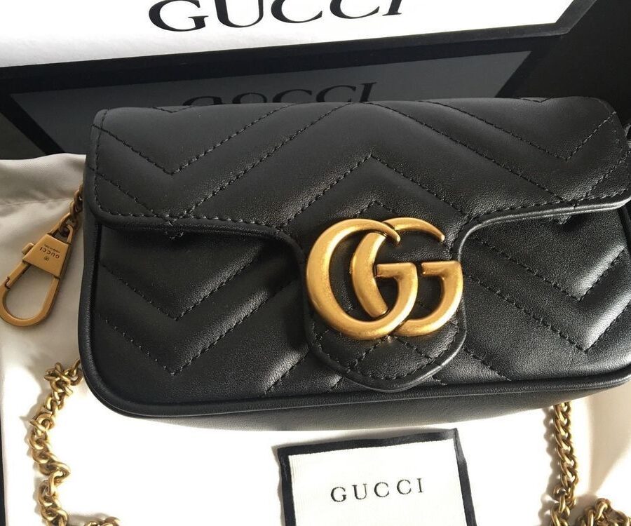 Gucci Mini Marmont Womens Bag with Brand Accessories (Black) | Studio Nafay