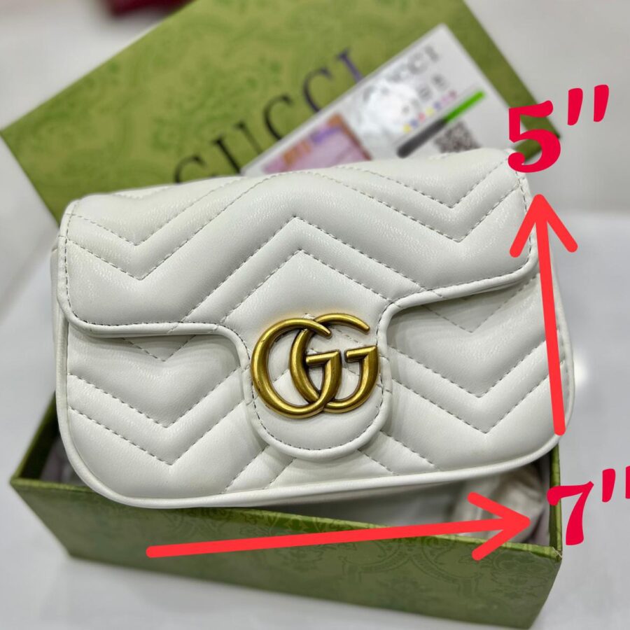 Gucci Mini Marmont Womens Bag with Brand Accessories (White) | Studio Nafay
