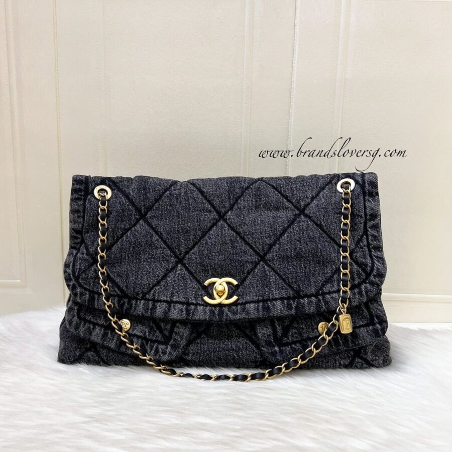 Chanel Maxi Flapbag in Black Washed and AGHW (Model: ) | Studio Nafay