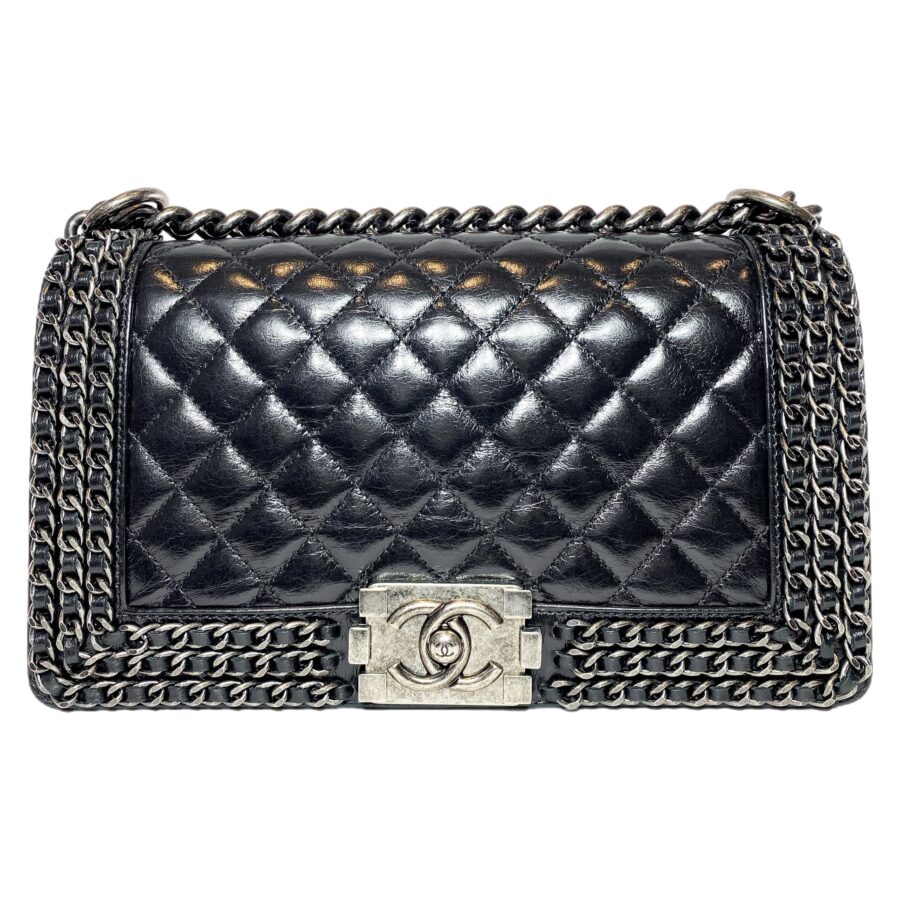 Chanel Black Old Medium Chain Around Boy Bag | Studio Nafay