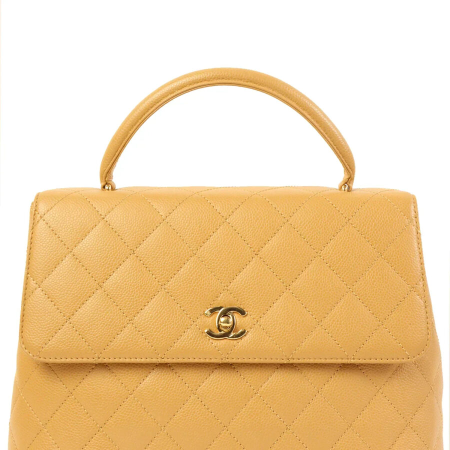 Chanel Around Made Caviar Skin Turn-Lock Top Handle Bag Beige | Studio Nafay