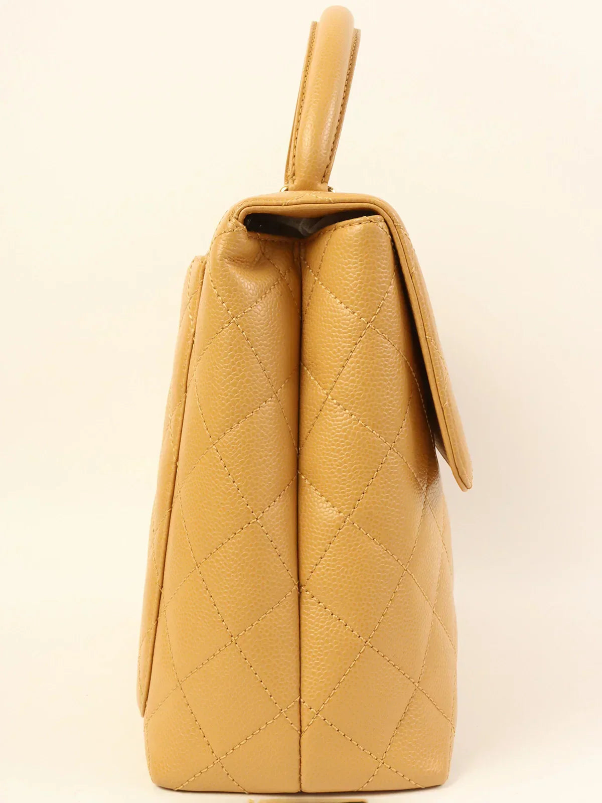 Chanel Around Made Caviar Skin Turn-Lock Top Handle Bag Beige