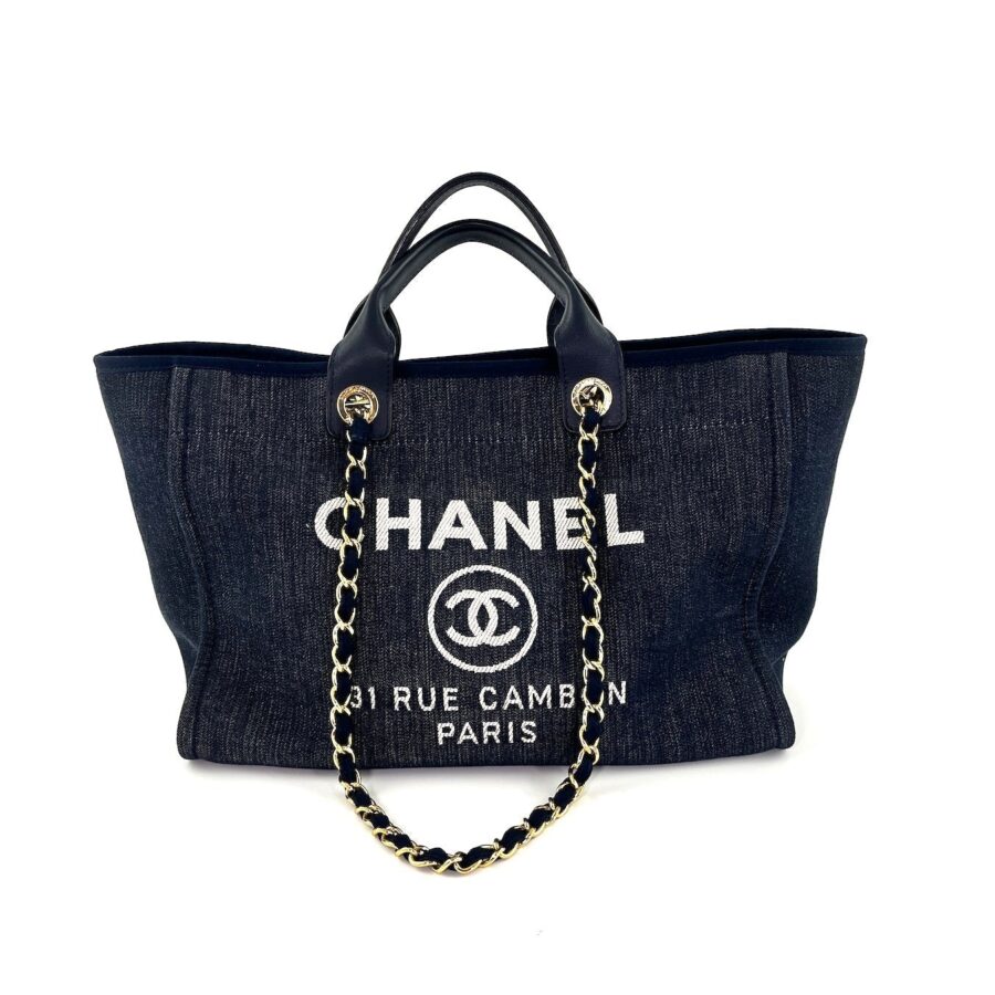 CHANEL Deauville Medium Navy Shopping Tote Bag | Studio Nafay