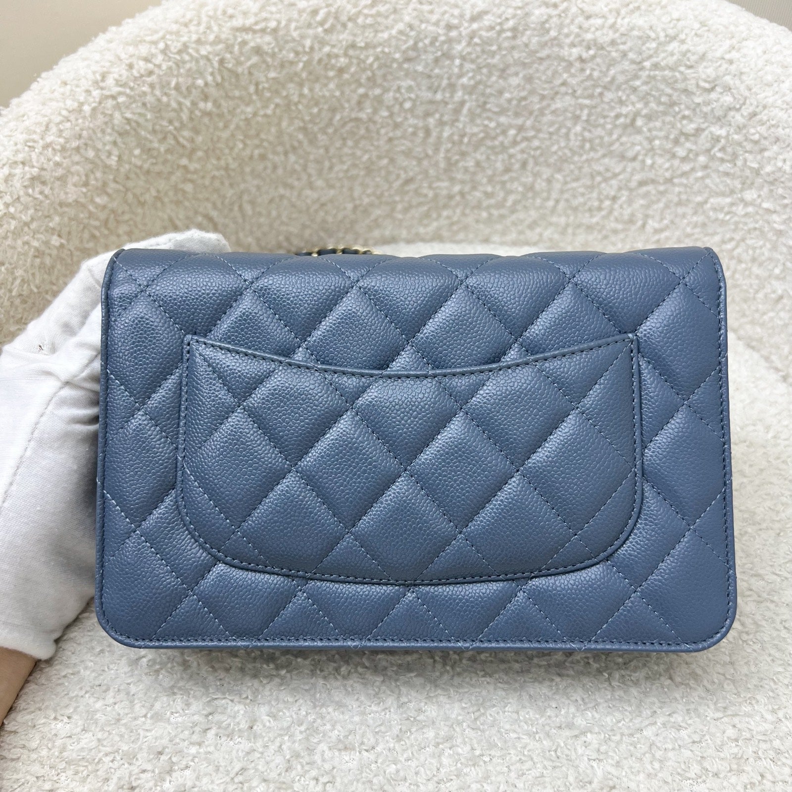 Chanel Classic Wallet on Chain WOC in Blue Caviar and LGHW Crossbody