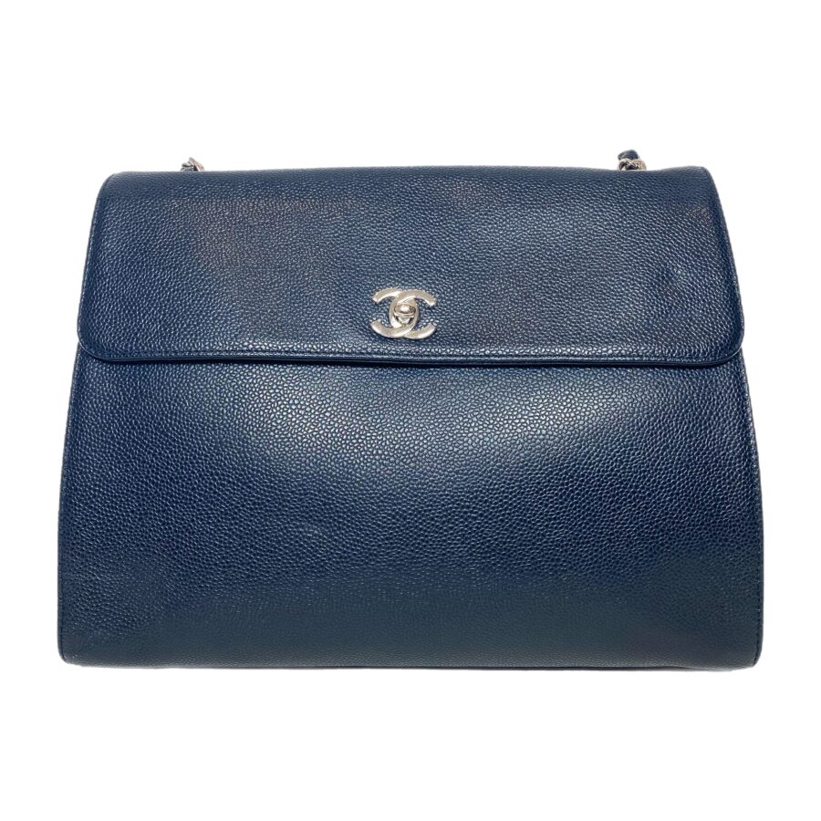 Chanel Flap Caviar Leather Navy Tote Bag | Studio Nafay