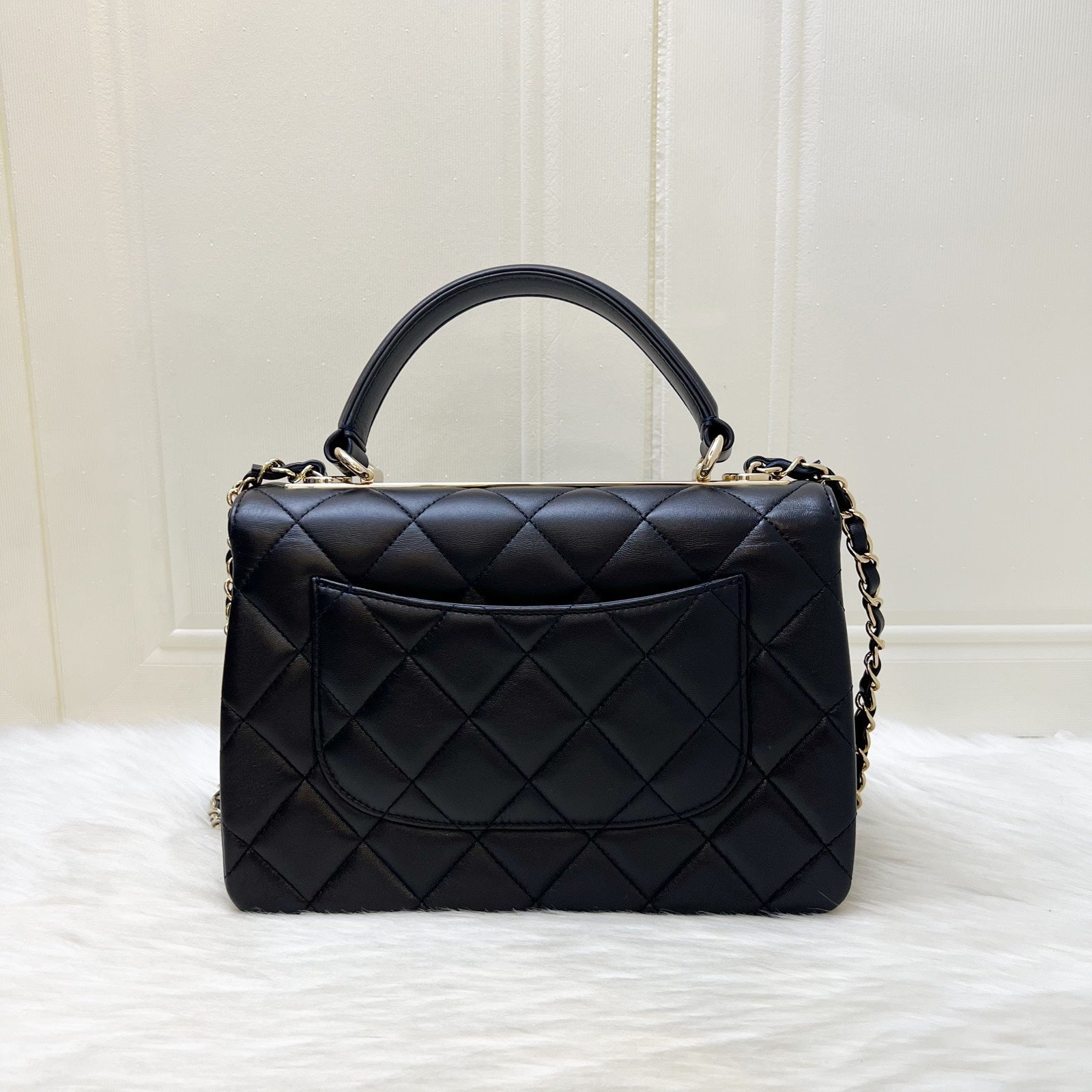 Chanel Small Trendy CC Top Handle Flap in Navy Blue Lambskin and LGHW Handbag