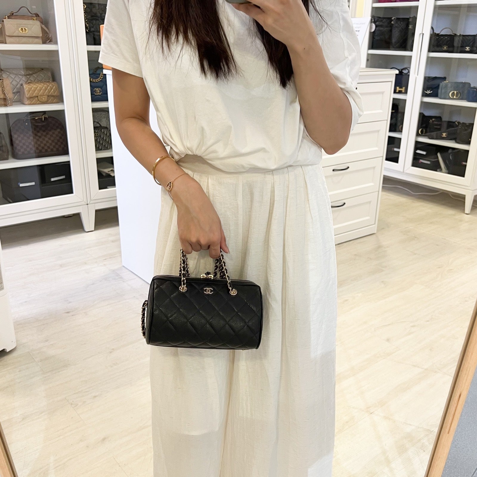 [Below Retail Deal!] Chanel 25P Bowling Bag in Black Caviar and LGHW (Model: )