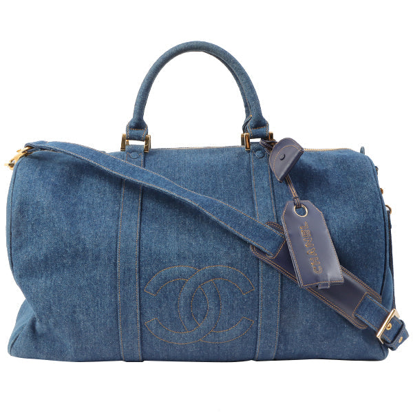 Chanel Around Made Cc Mark Stitch Charm 2Way Boston Bag Indigo | Studio Nafay