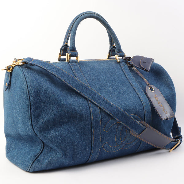 Chanel Around Made Cc Mark Stitch Charm 2Way Boston Bag Indigo