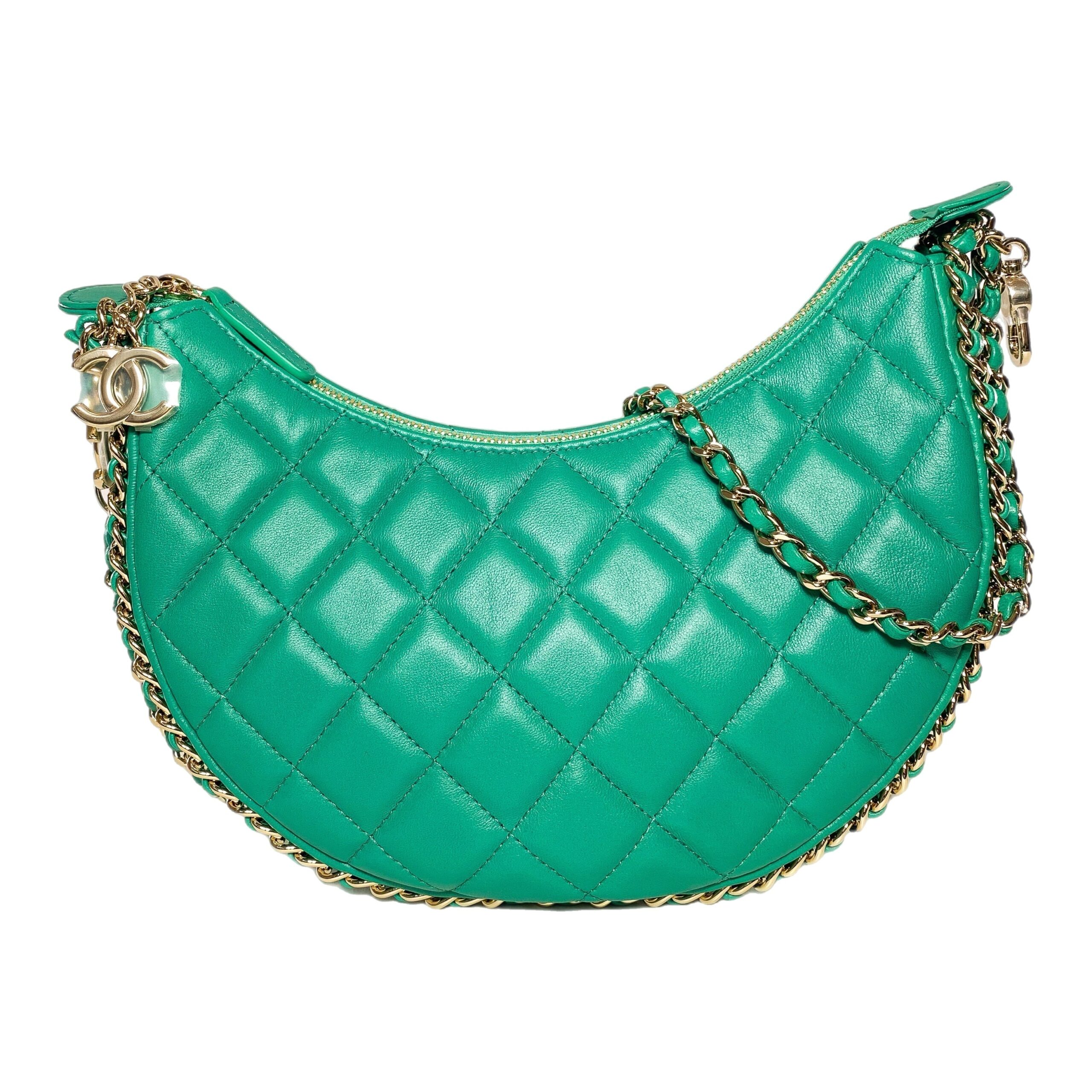 Chanel Small Green Quilted Hobo Bag