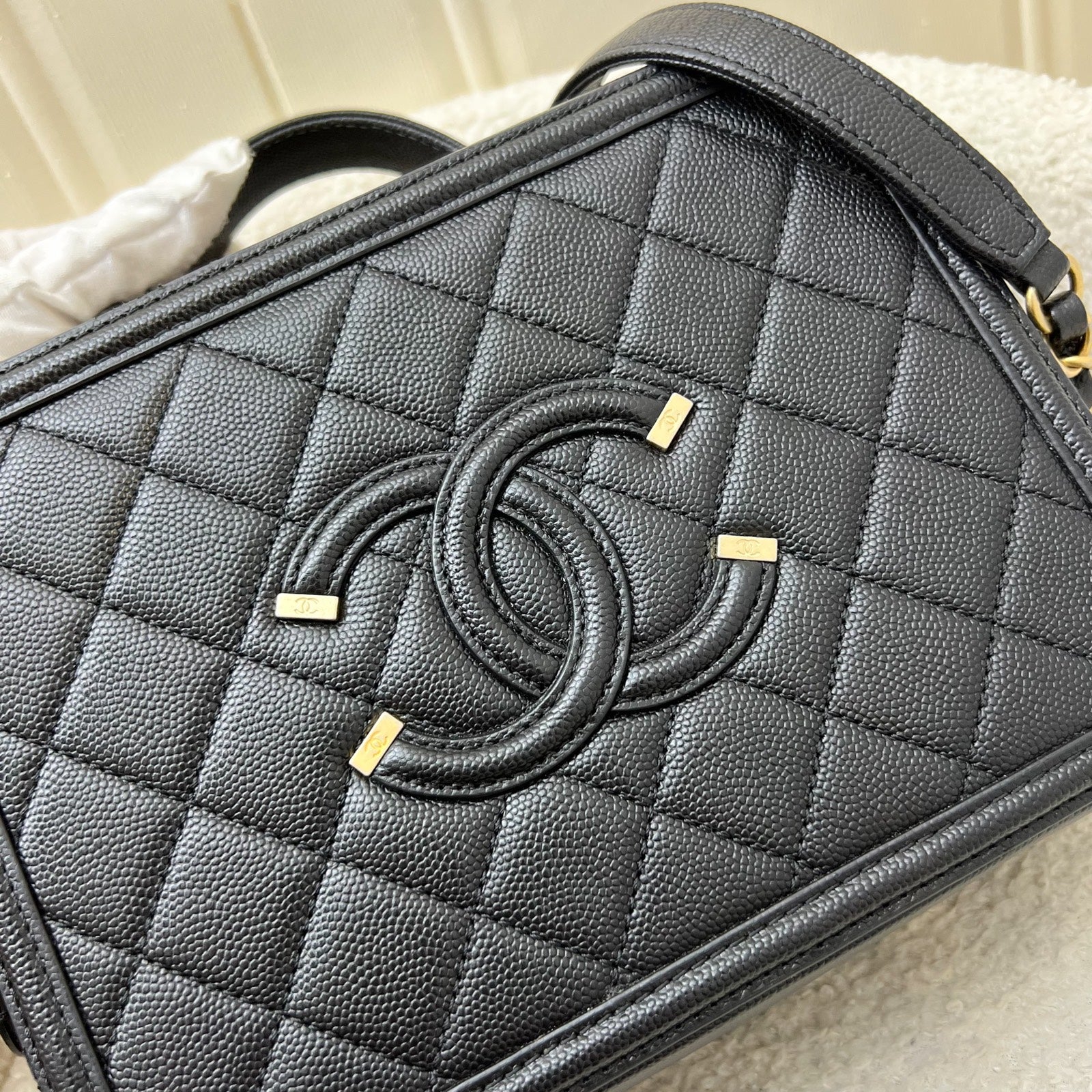 Chanel Medium Filigree Vanity Bag in Black Caviar, Black Trim and AGHW (Model: )