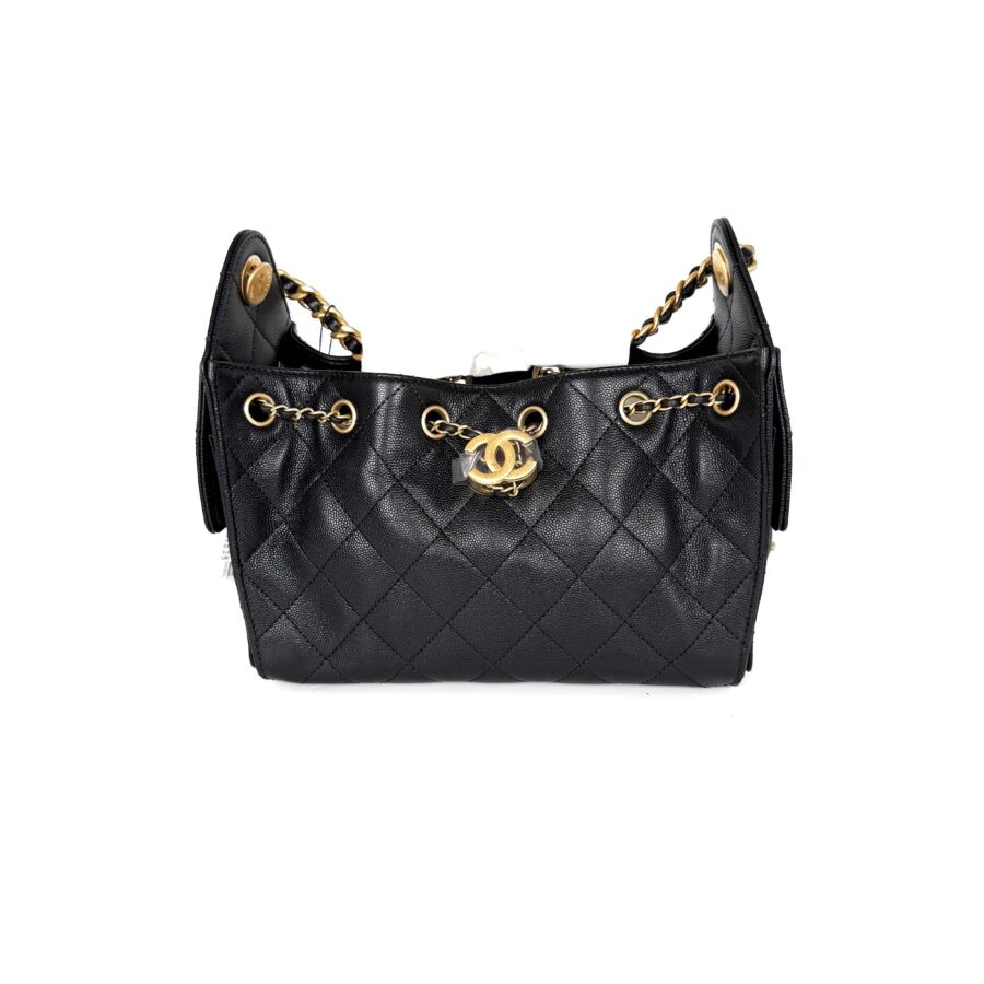CHANEL 25 Mini Black Quilted Caviar Leather Shoulder Bag New with tag | Studio Nafay