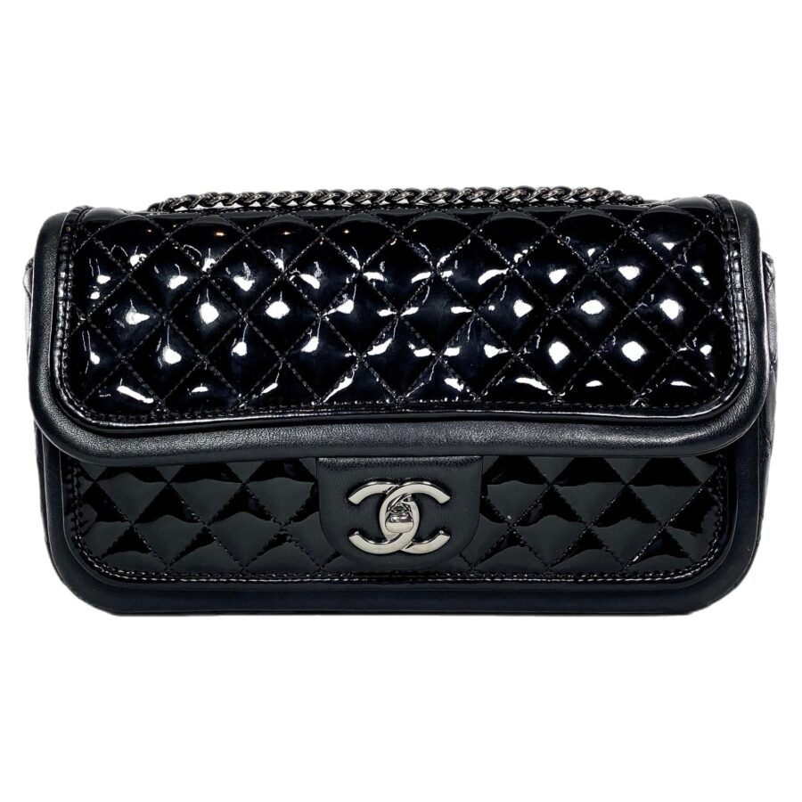 Chanel Black Patent Lambskin Medium Twist Flap Bag | Studio Nafay