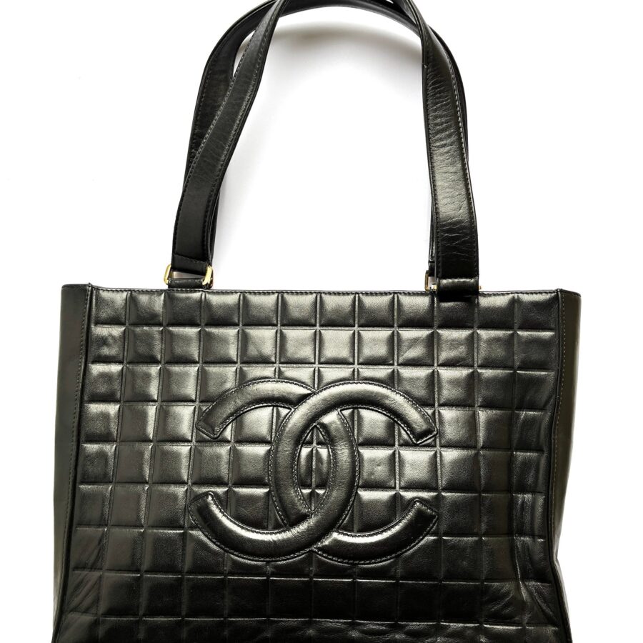 CHANEL Chocolate Bar Black Leather Shoulder Bag | Studio Nafay