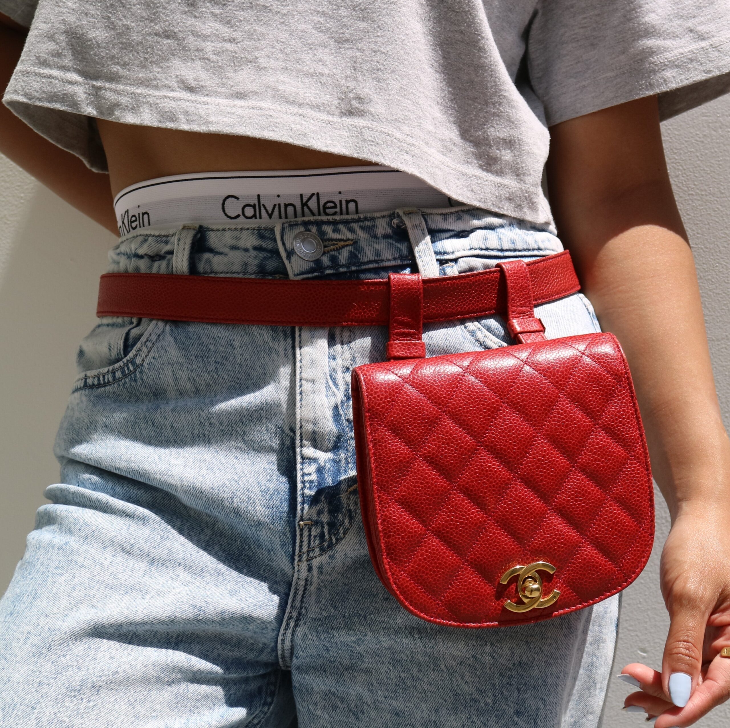 Chanel Caviar Red Round Handbag