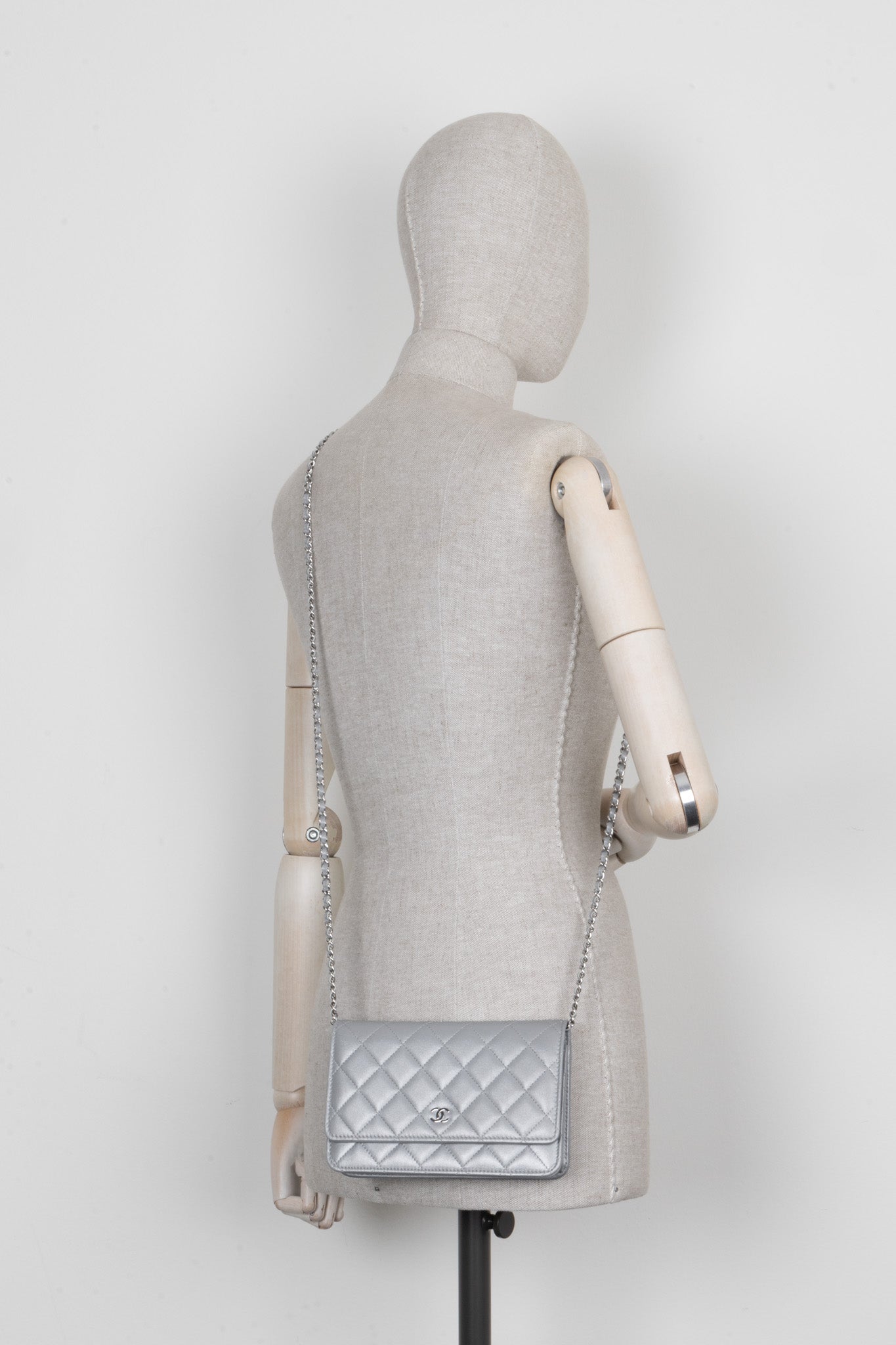 CHANEL WOC Silver Luxury Designer Handbag