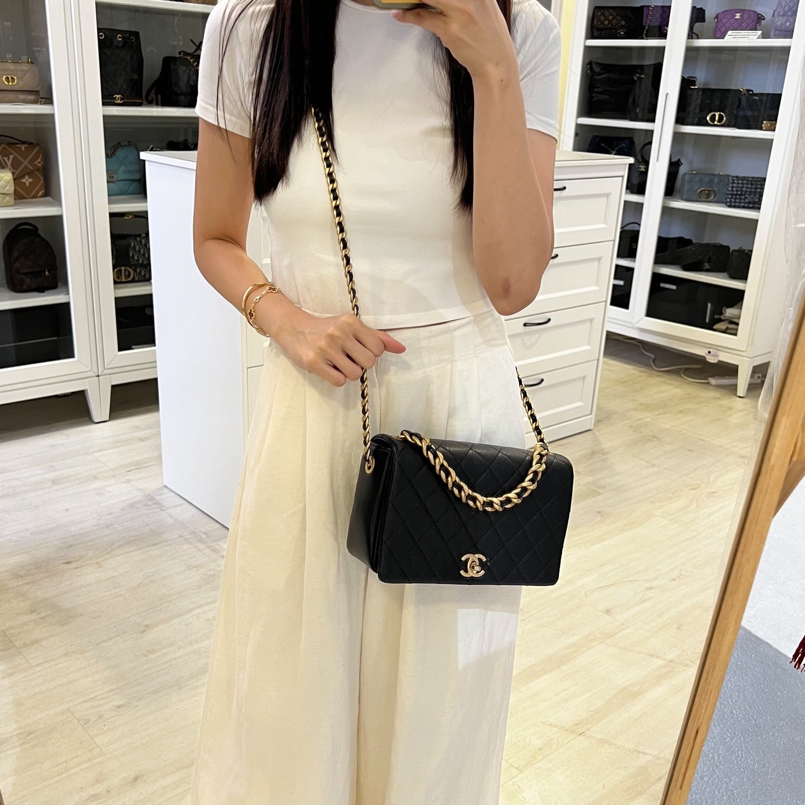 Chanel 20A Full Flap Bag in Black Caviar and AGHW (Model: )