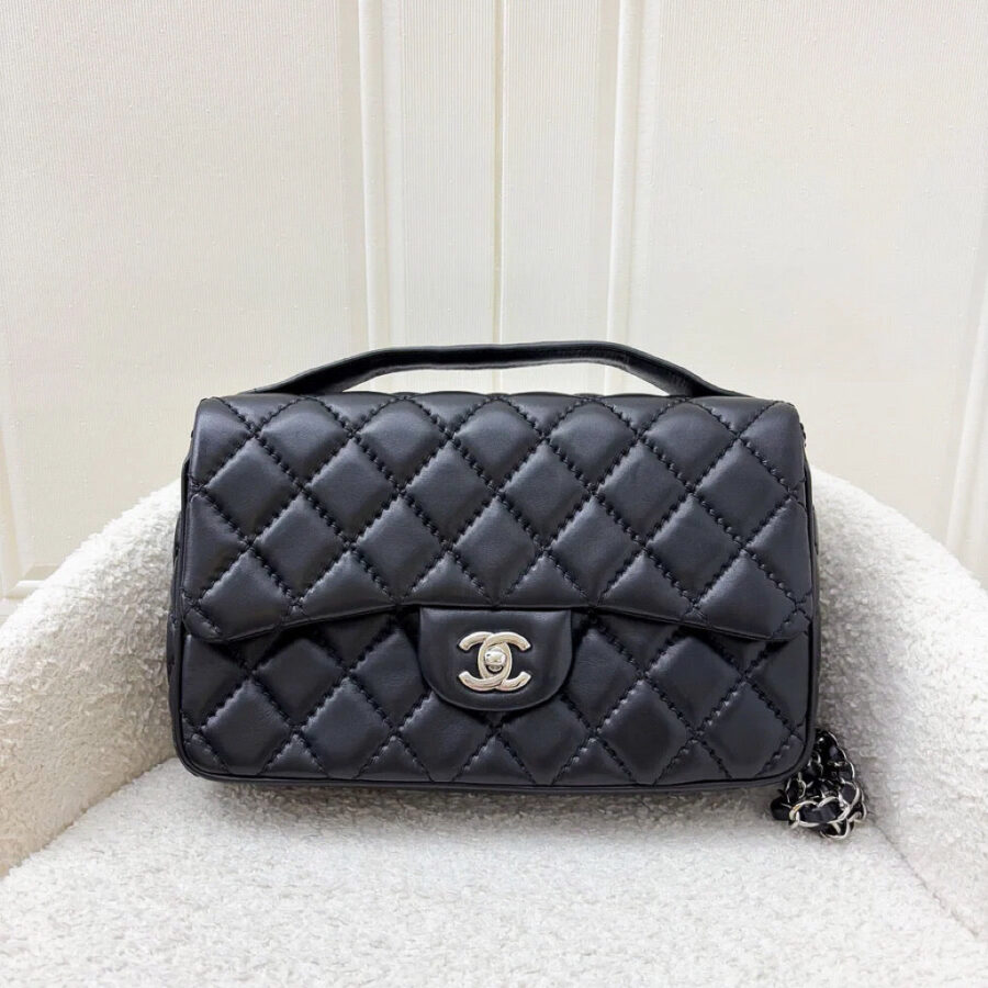 Chanel 15P Top Handle Flap Bag in Black Lambskin and SHW (Model: ) | Studio Nafay