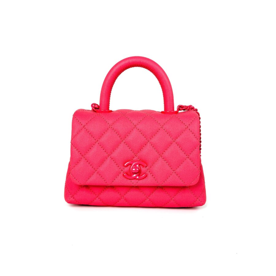 CHANEL Coco Handle Incognito Monochrome Extra Mini Pink Quilted Caviar Flap Crossbody Bag | Studio Nafay