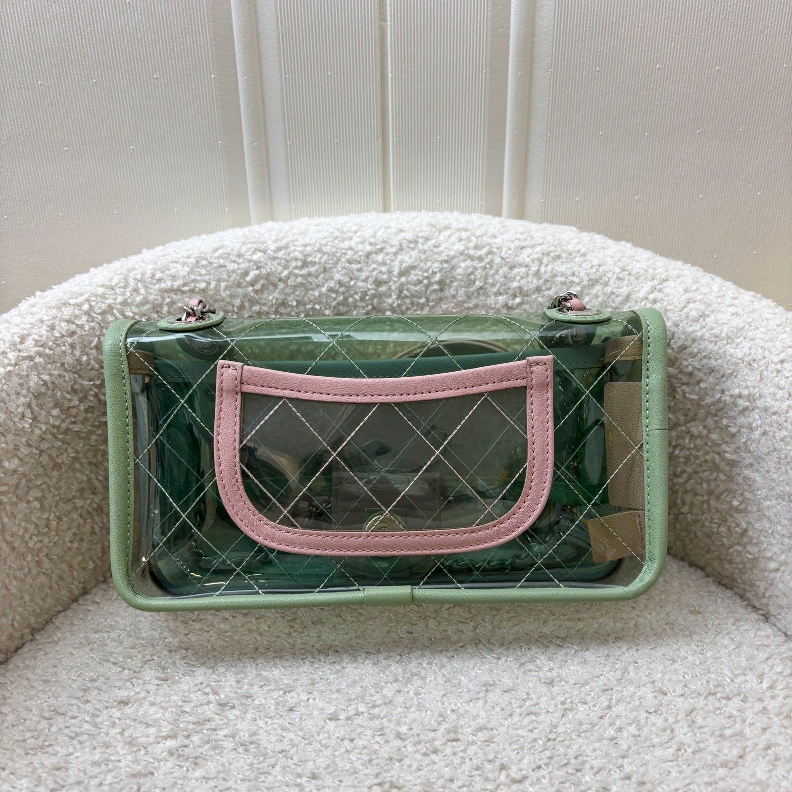 Chanel Coco Splash Mini Flap Bag in Blue and Green PVC, Pink Lambskin and SHW