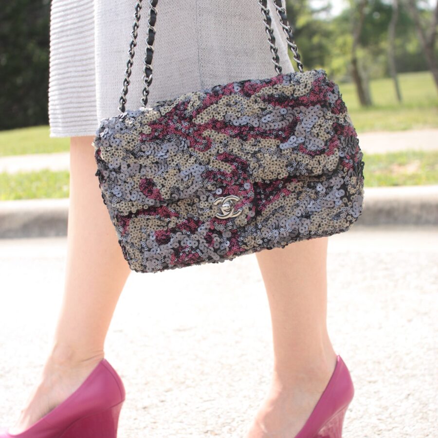 Chanel Sequin Embellished Metallic Pink Medium Flap Bag | Studio Nafay