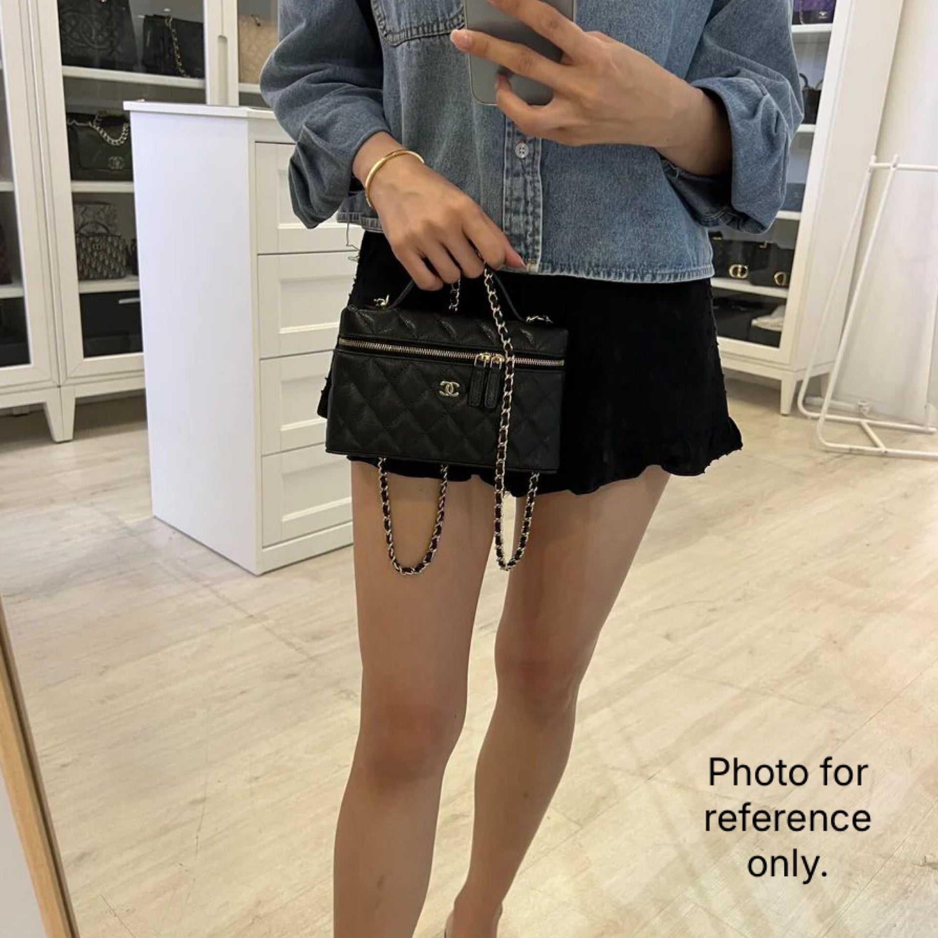 [BN – Local Full Set – Mar ] Chanel 26P Vanity / Clutch with Chain (LP Style Bag) in Black Caviar and GHW