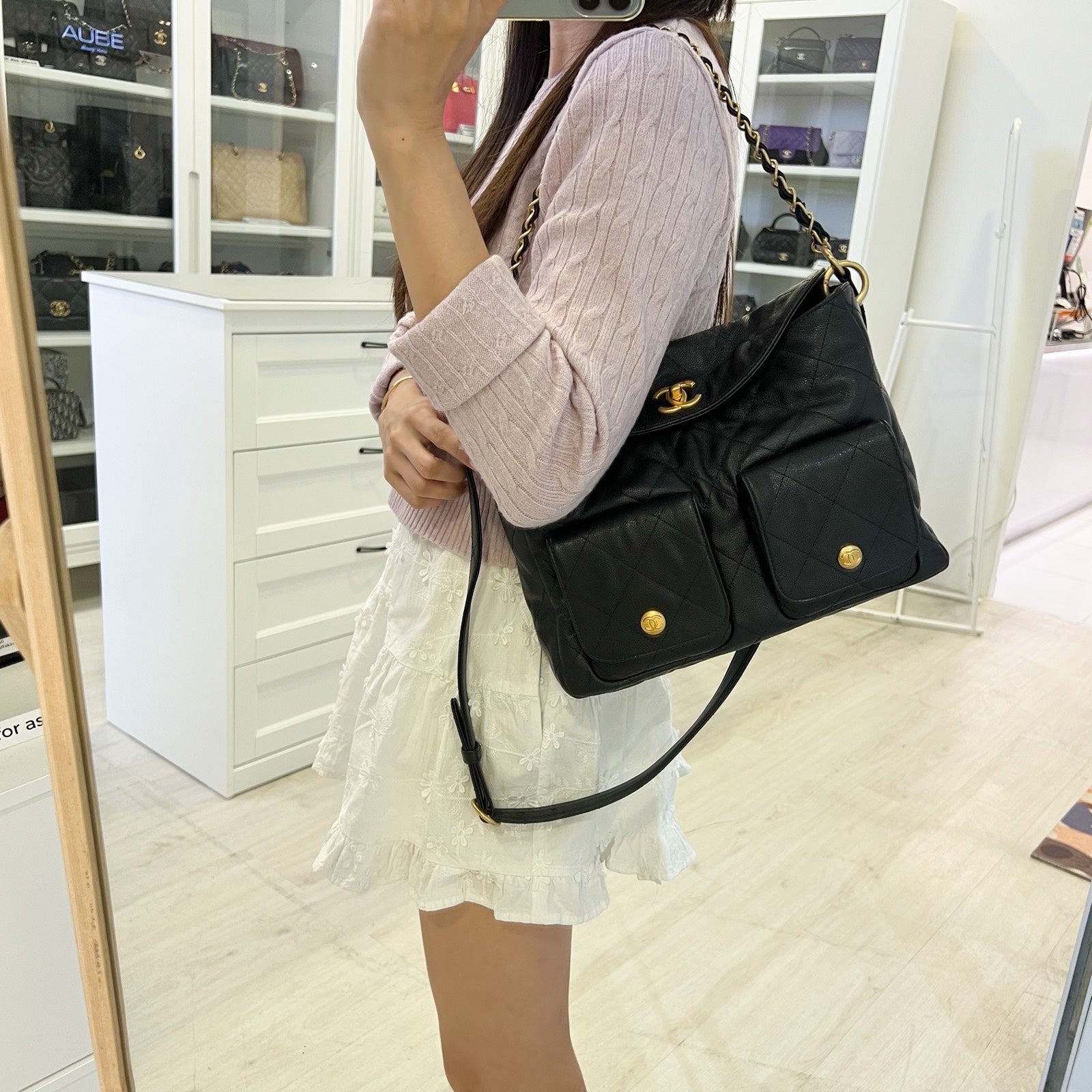 Chanel 25P Maxi Hobo Bag in Black Caviar and AGHW (Model: )