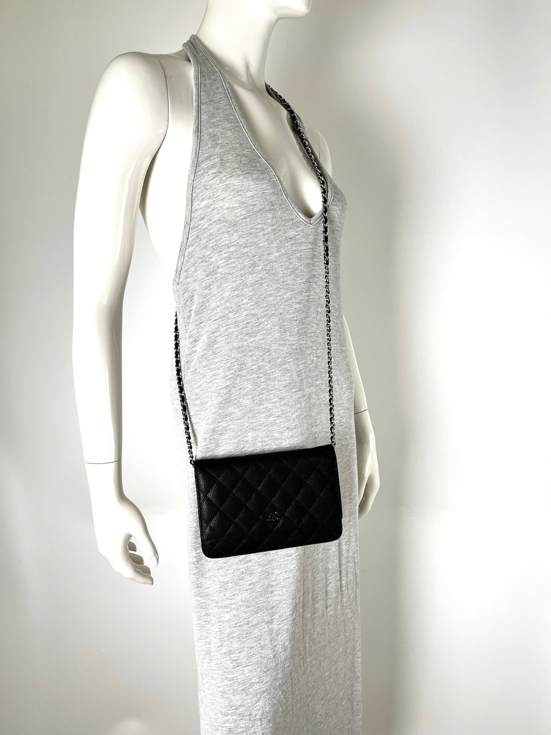 CHANEL 13S WOC Wallet on Chain Black Quilted Leather Crossbody Bag