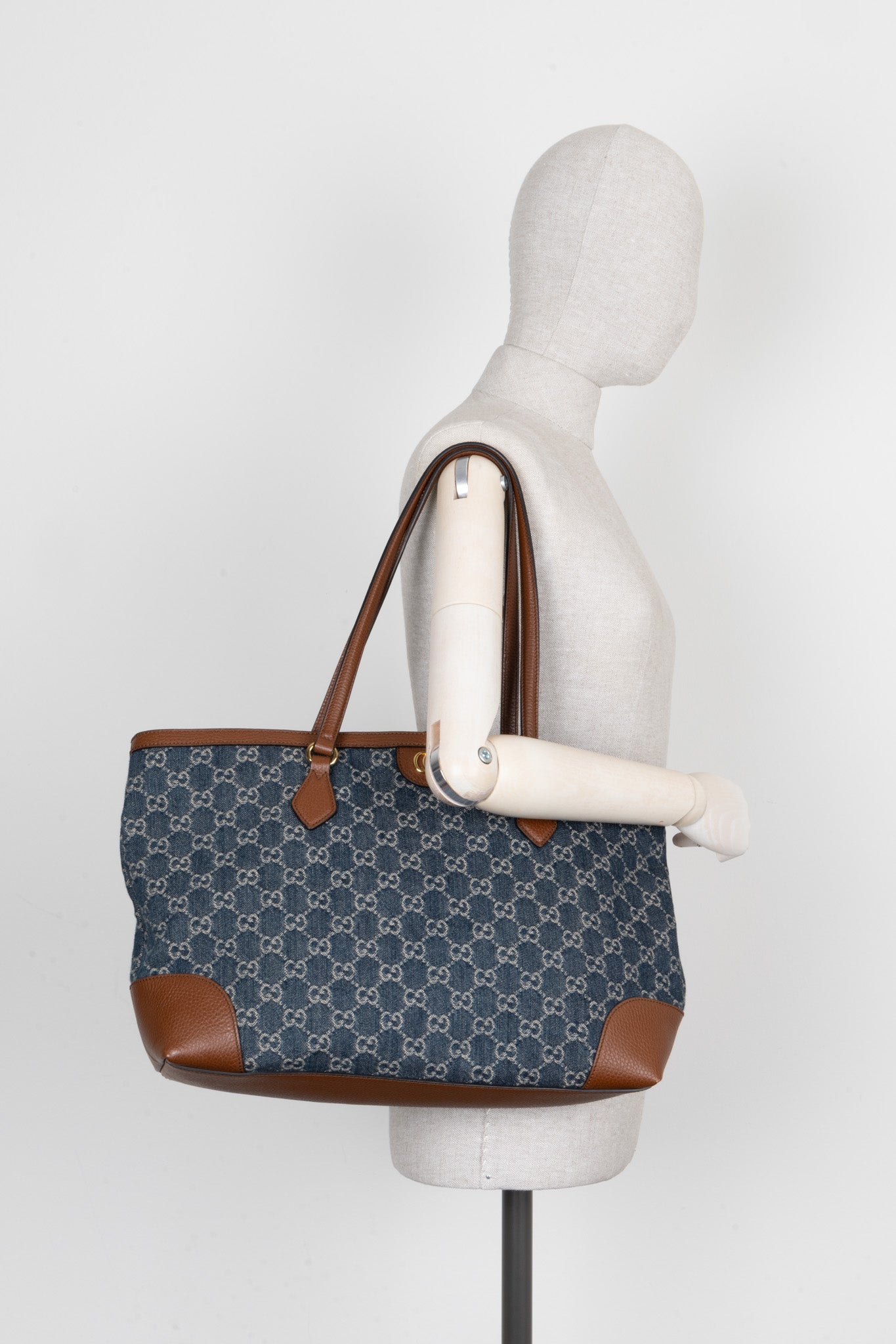 GUCCI Supreme Canvas Tote Bag Denim Dark Blue
