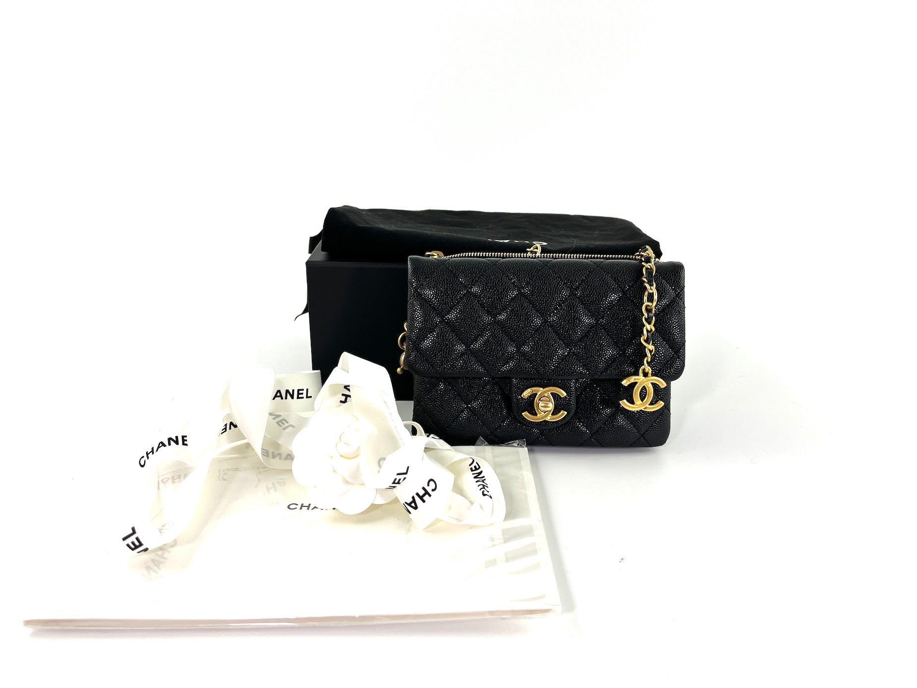 CHANEL Pick me Up Black Caviar Chain Waist Belt Bag