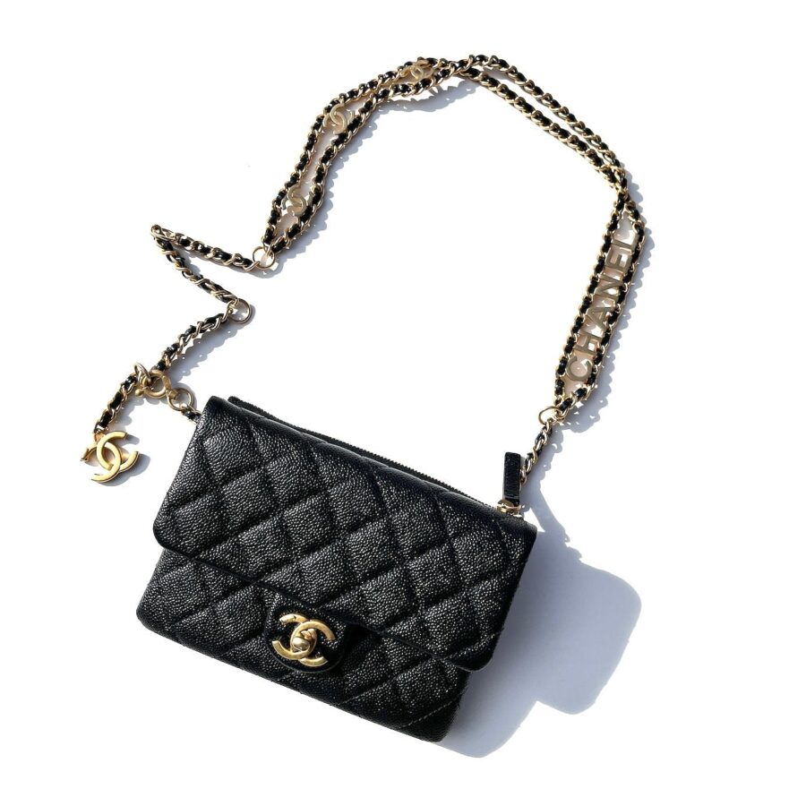CHANEL Pick me Up Black Caviar Chain Waist Belt Bag | Studio Nafay