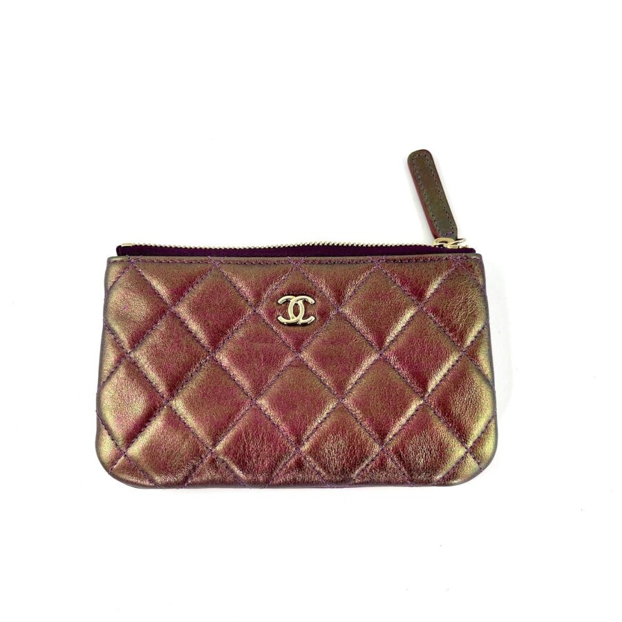 CHANEL Iridescent Purple Small Quilted Zip Pouch O Case Clutch | Studio Nafay