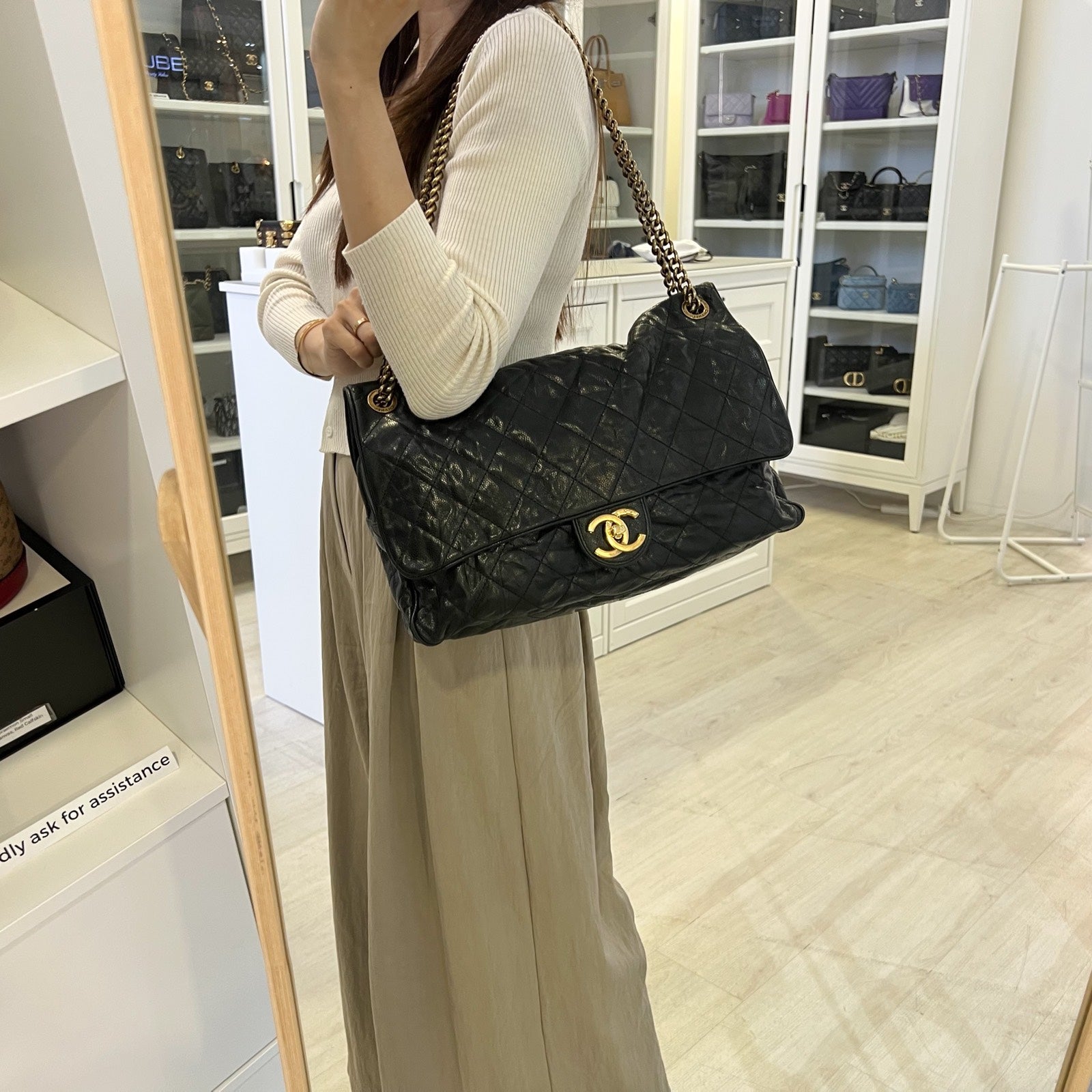 Chanel Shiva Flap Bag in Black Crumpled Caviar and AGHW (Model: )