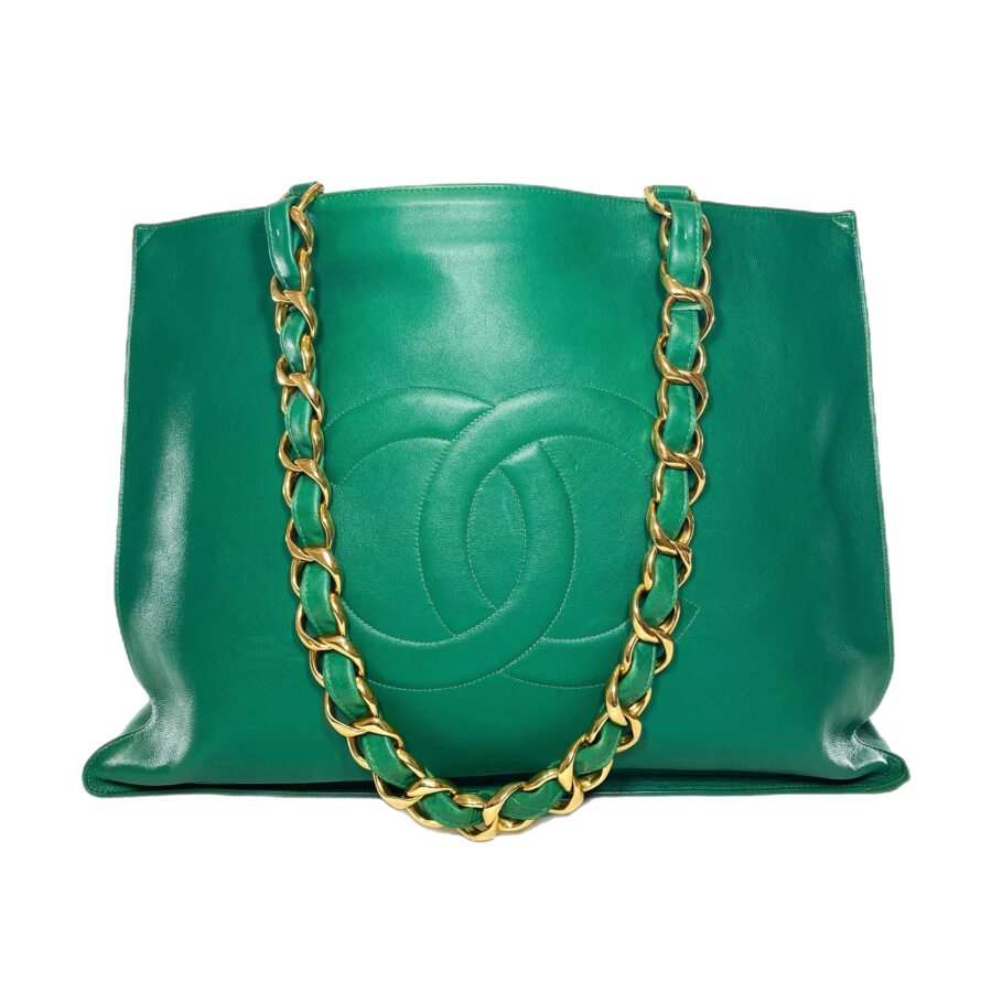 Chanel Green Jumbo XL Timeless Shopping Tote | Studio Nafay