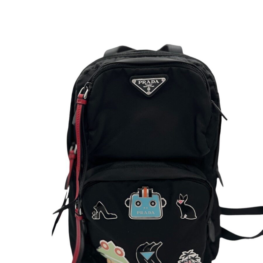Smalto Black Multi Nylon Saffiano Backpack | Studio Nafay