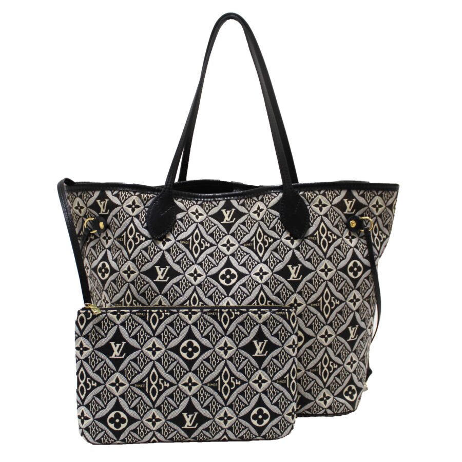 Louis Vuitton Grey Jacquard Since 1854 Neverfull MM Shoulder Tote Bag | Studio Nafay