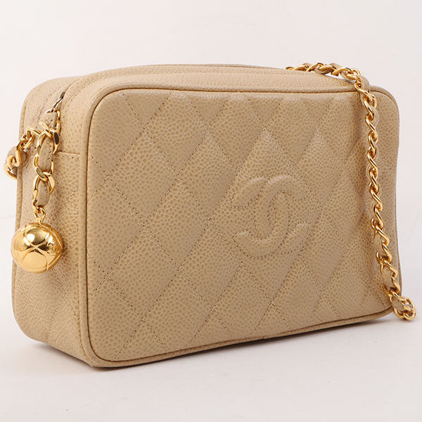 Chanel Caviar Beige Shoulder Bag | Studio Nafay