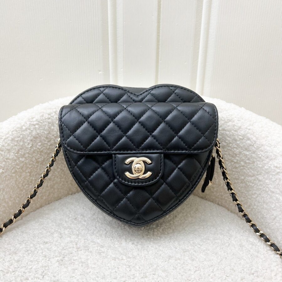 Chanel Large Heart Bag in Black Lambskin and GHW | Studio Nafay