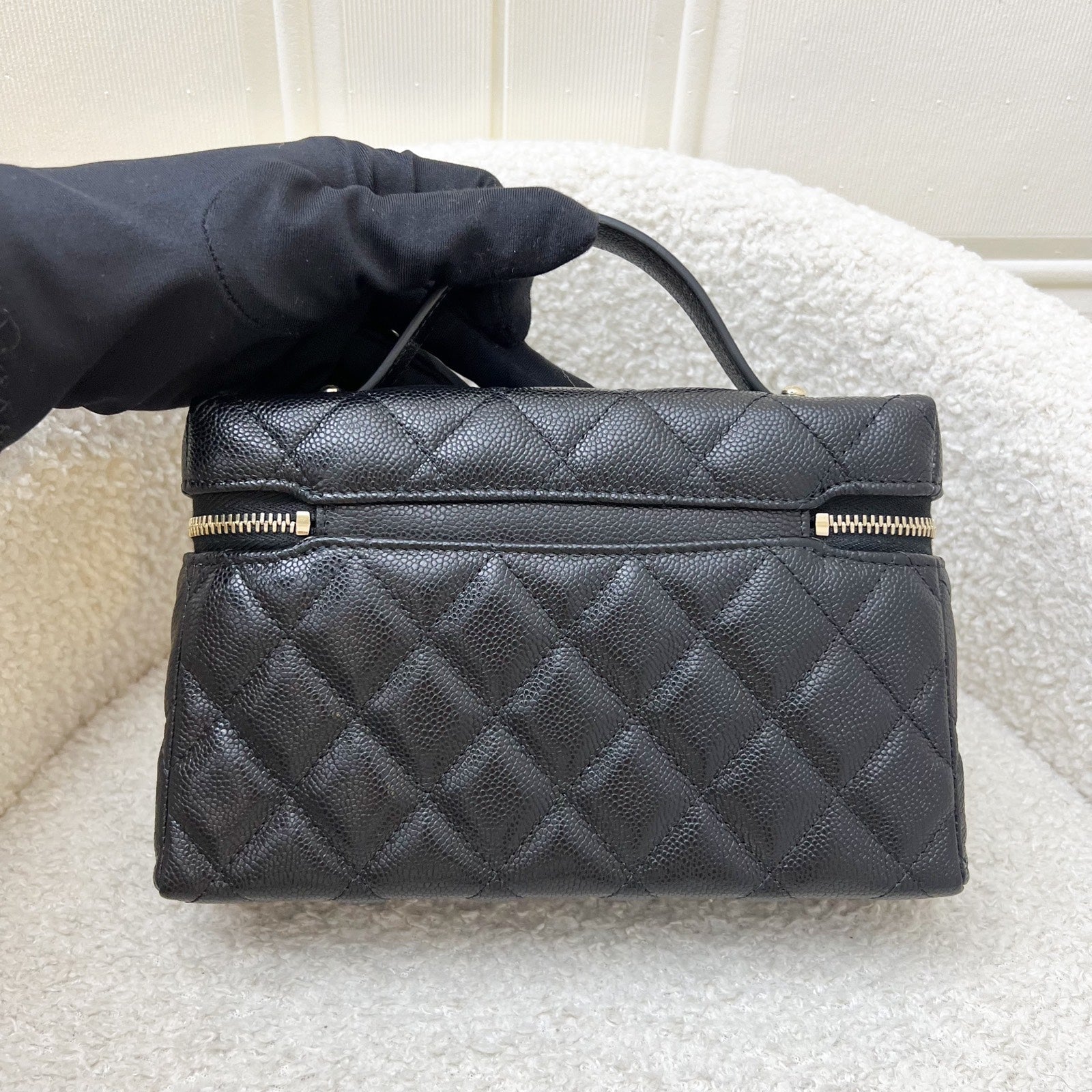 [Dec ] Chanel Vanity / Clutch with Chain (LP Style Bag) in Black Caviar and LGHW (Model: )