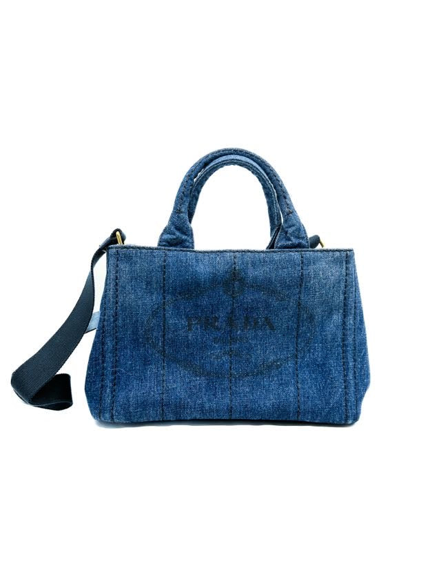 Prada Small Canapa in Denim | Studio Nafay