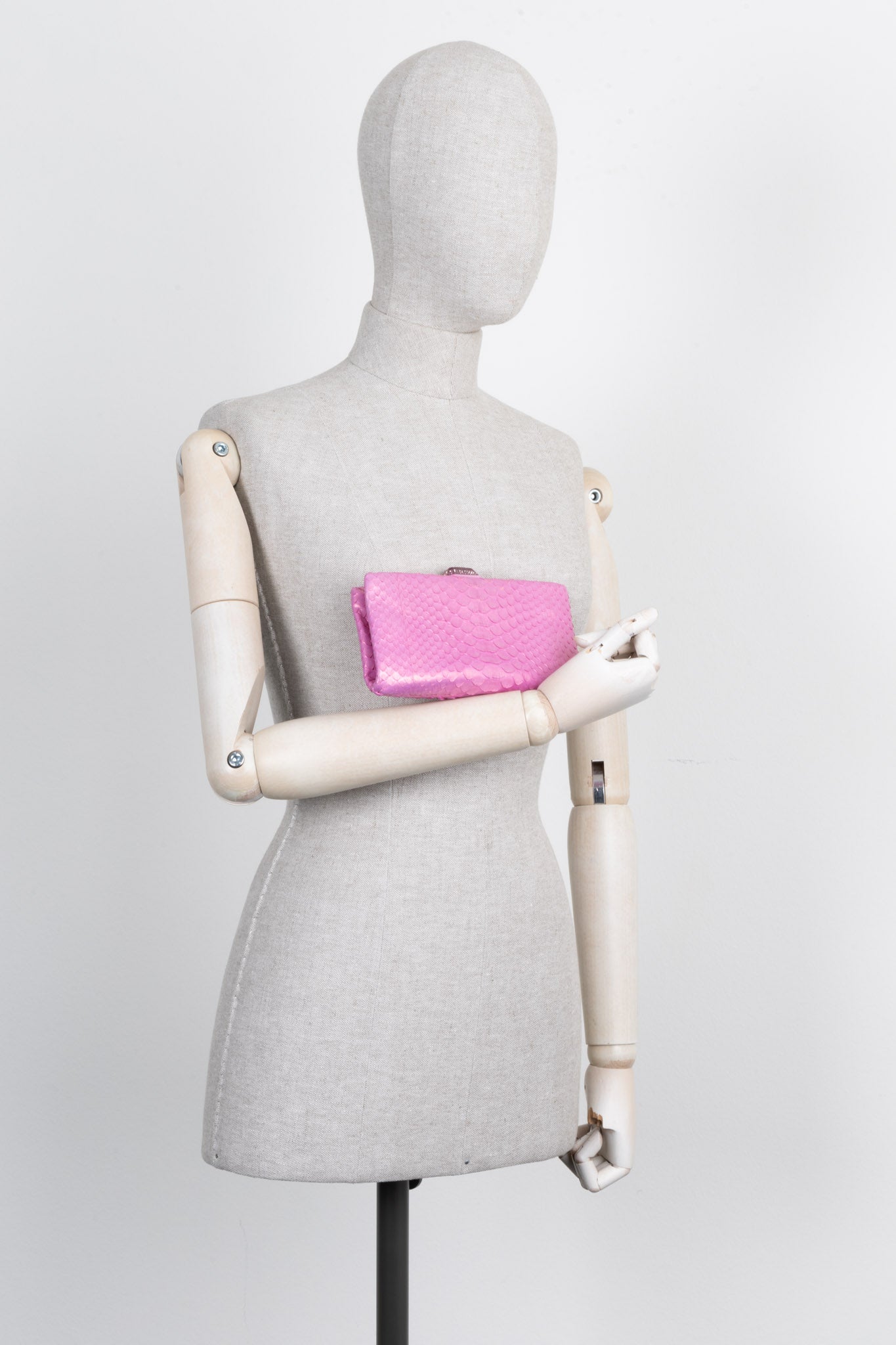 CHANEL Python Clutch Pink Luxury Designer Handbag