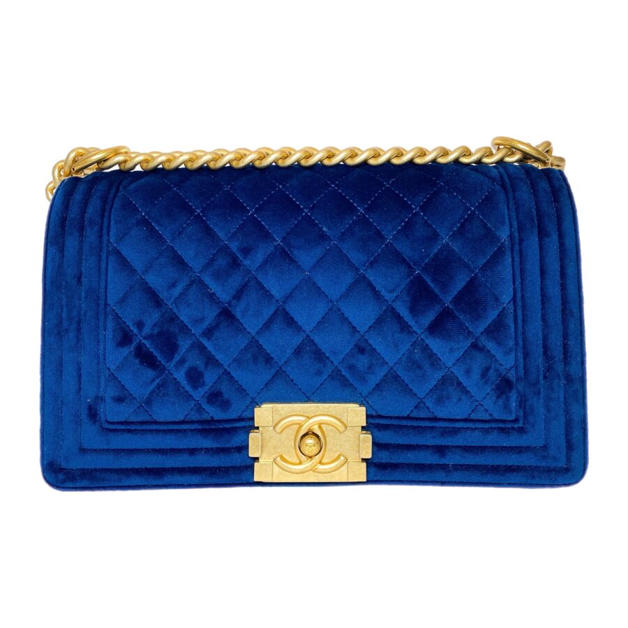 Chanel Royal Blue Velvet Boy Bag | Studio Nafay