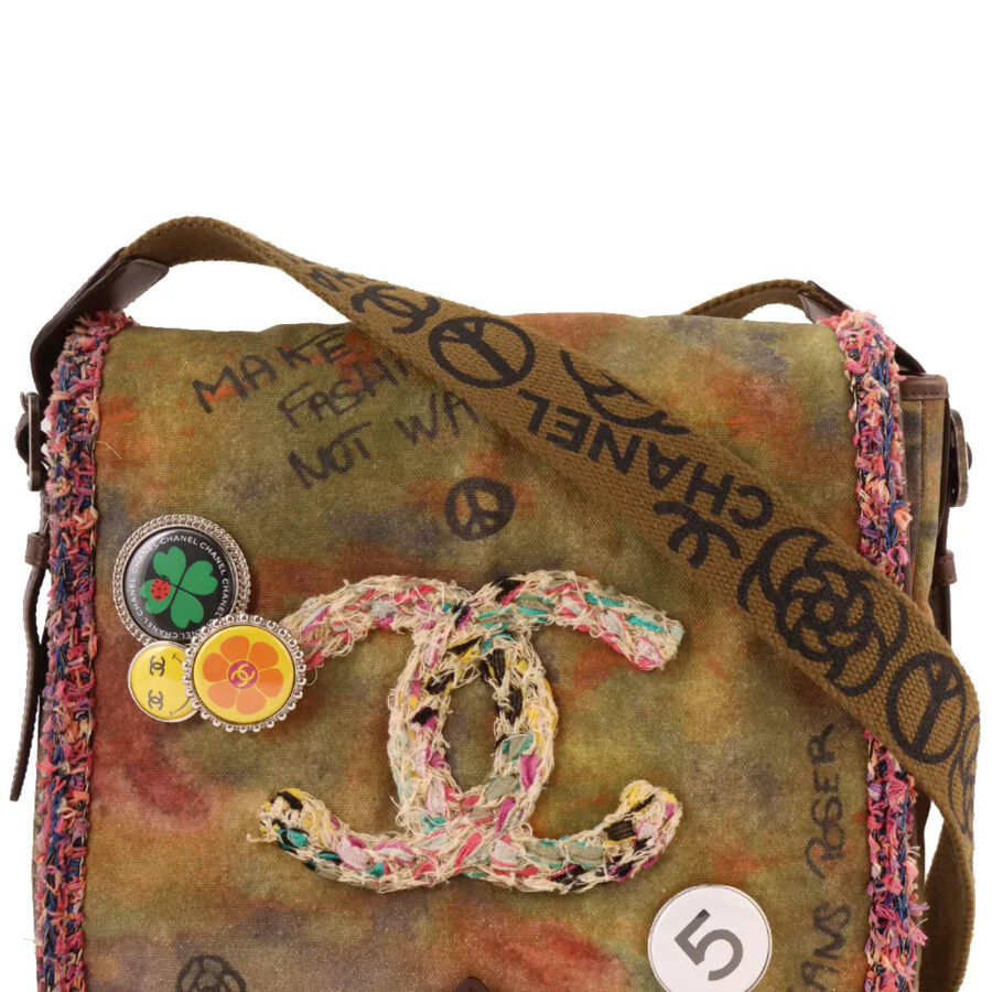 Chanel Around Made Canvas Tweed Combination Embroidery Shoulder Bag Khaki/Multi | Studio Nafay