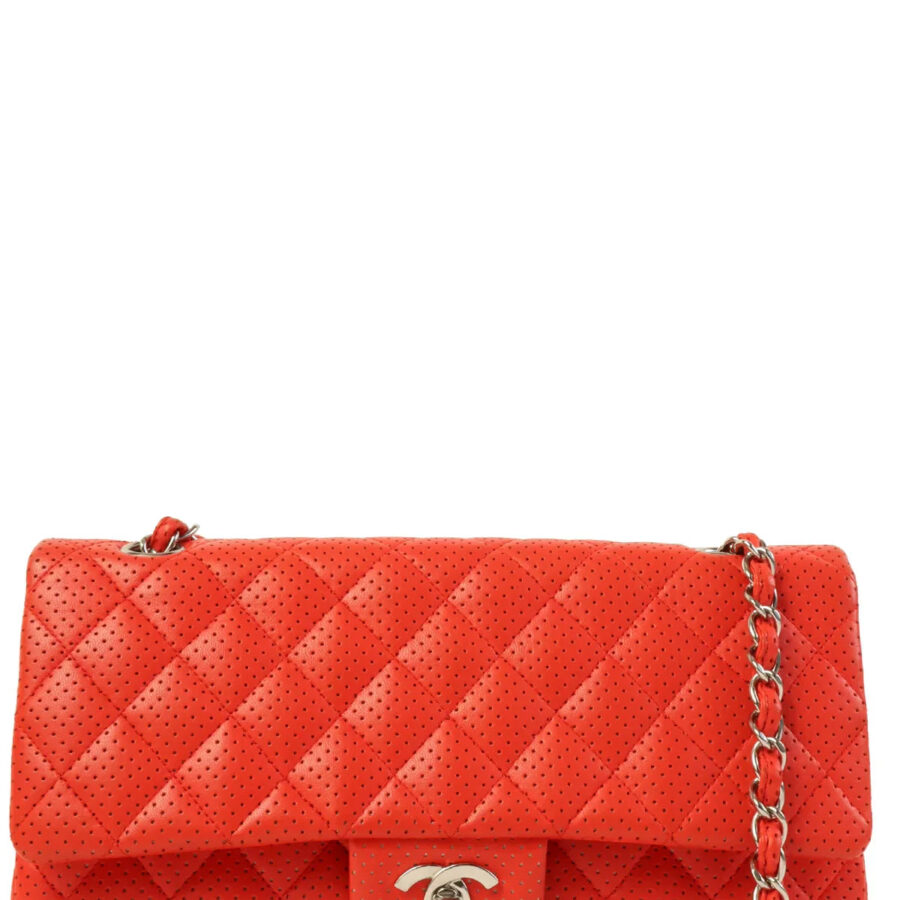 Chanel Around Made Punching Leather Turn-Lock Chain Shoulder Bag Red | Studio Nafay